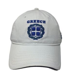 Mediterranean Greece Slideback Hat White OSFM Embroidered Flag Logo W/Tags